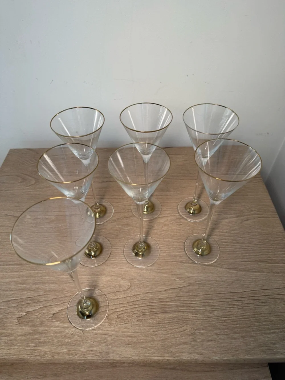 Crate and Barrel Gold Rim Martini Glasses